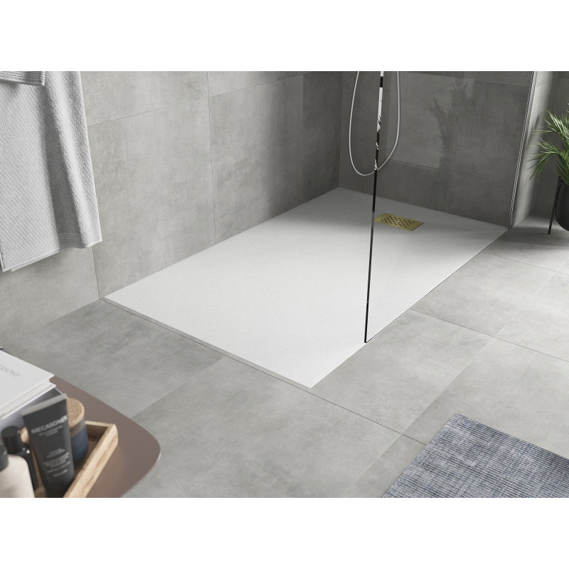 Mexen Hugo obdĺžnikový sprchový kút SMC 140 x 70 cm, biely, zlatý kryt - 42107014-G