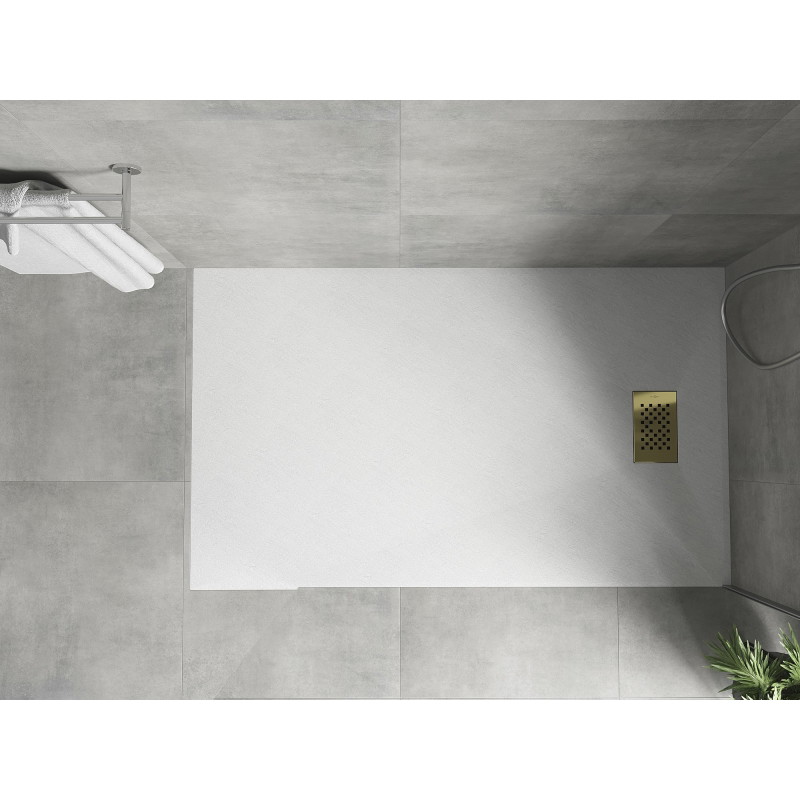 Mexen Hugo priamočiary sprchový kút SMC 160 x 70 cm, biely, zlatý kryt - 42107016-G