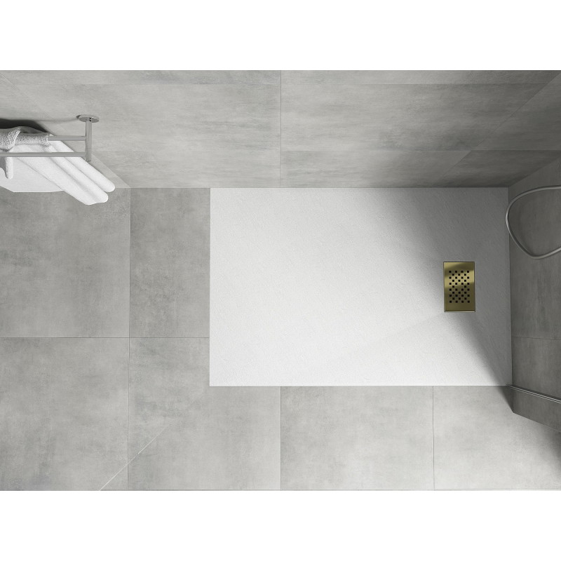 Mexen Hugo obdĺžnikový sprchový kút SMC 130 x 80 cm, biely, krytka zlatá - 42108013-G