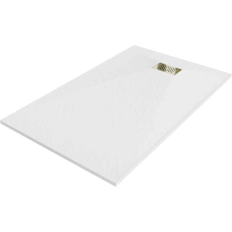 Mexen Hugo obdĺžniková sprchová vanička SMC 140 x 80 cm, biela, zlatý kryt - 42108014-G