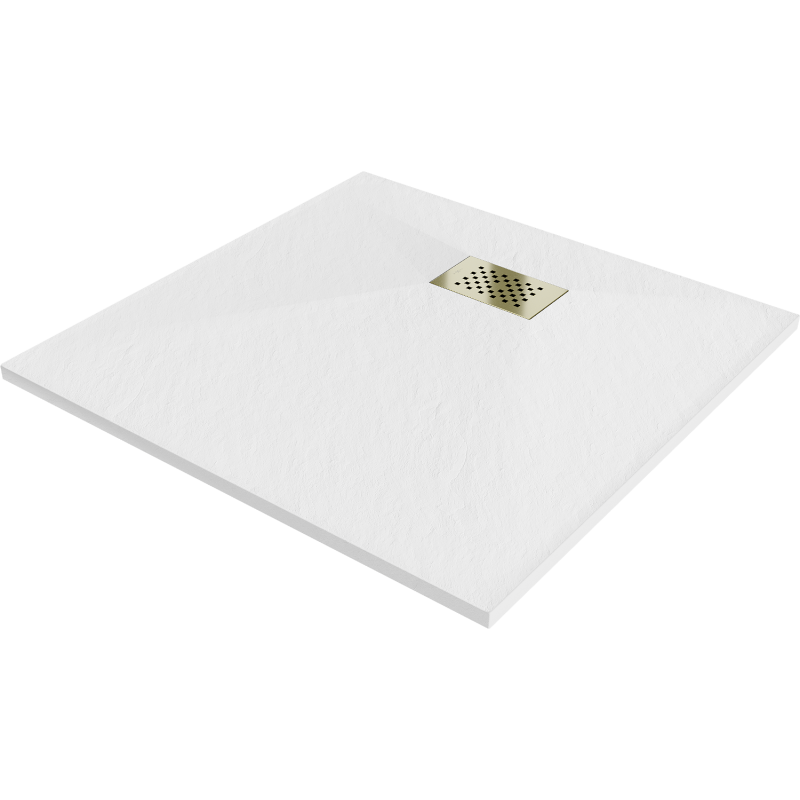 Mexen Hugo štvorcový sprchový žľab SMC 90 x 90 cm, biely, zlatý kryt - 42109090-G