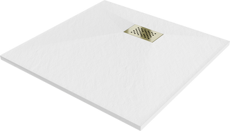 Mexen Hugo štvorcový sprchový kút SMC 90 x 90 cm, biely, so zlatým krytom - 42109090-G