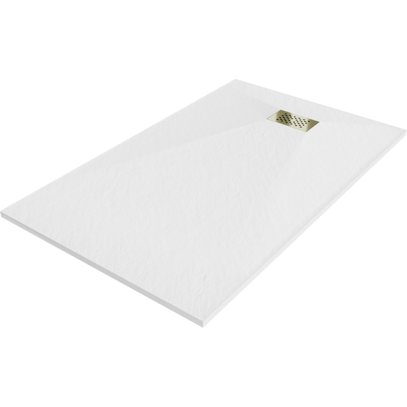 Mexen Hugo brodzik prostokĺôtny SMC 150 x 90 cm, biely, maskovnica zlatá - 42109015-G