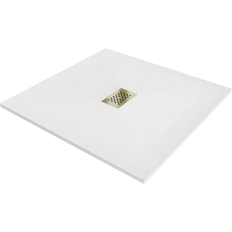 Mexen Hugo štvorcový sprchový kút SMC 100 x 100 cm, biely, zlatá krytka - 42101010-G