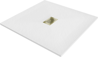 Mexen Hugo štvorcový sprchový box SMC 100 x 100 cm, biely, zlatá krytka - 42101010-G