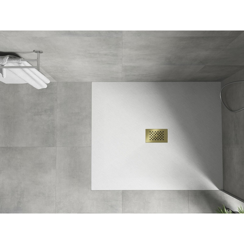 Mexen Hugo Obdĺžniková vanička SMC 140 x 100 cm, biela, krytka zlatá - 42101014-G