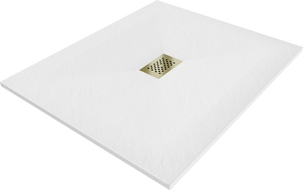 Mexen Hugo obdĺžnikový sprchový kút SMC 140 x 100 cm, biely, krytka zlatá - 42101014-G