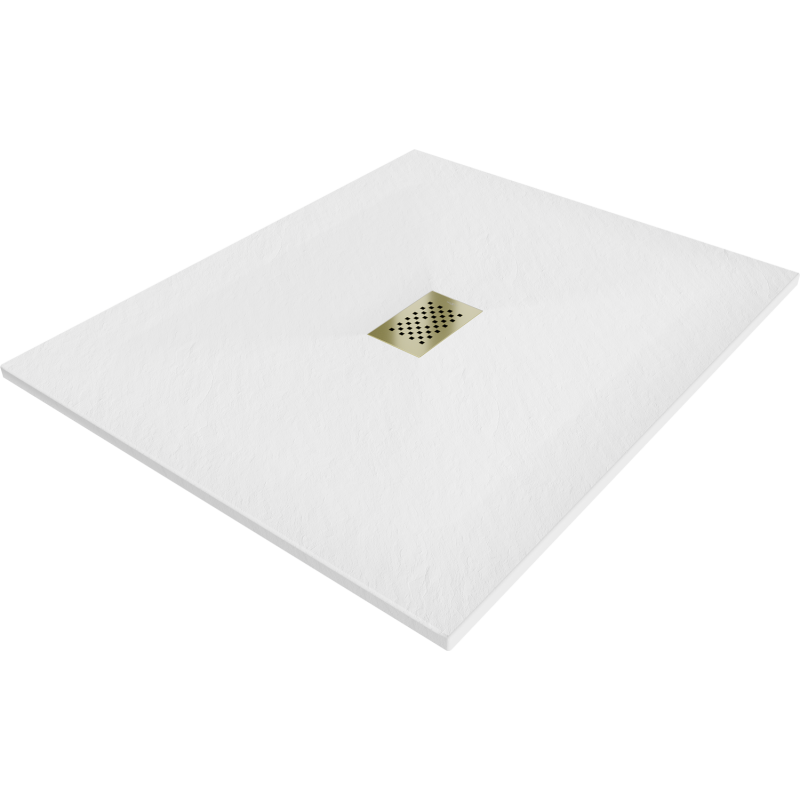 Mexen Hugo obdĺžniková sprchová vanička SMC 120 x 100 cm, biela, krytka zlatá - 42101012-G