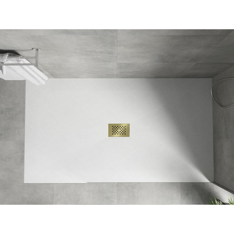 Mexen Hugo Obdĺžniková sprchová vanička SMC 180 x 100 cm, biela, krytka zlatá - 42101018-G