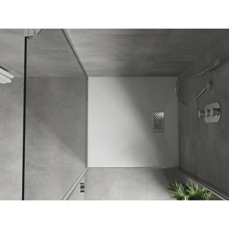 Mexen Hugo štvorcový sprchový kút SMC 80 x 80 cm, biely, krytka inox - 42108080-X