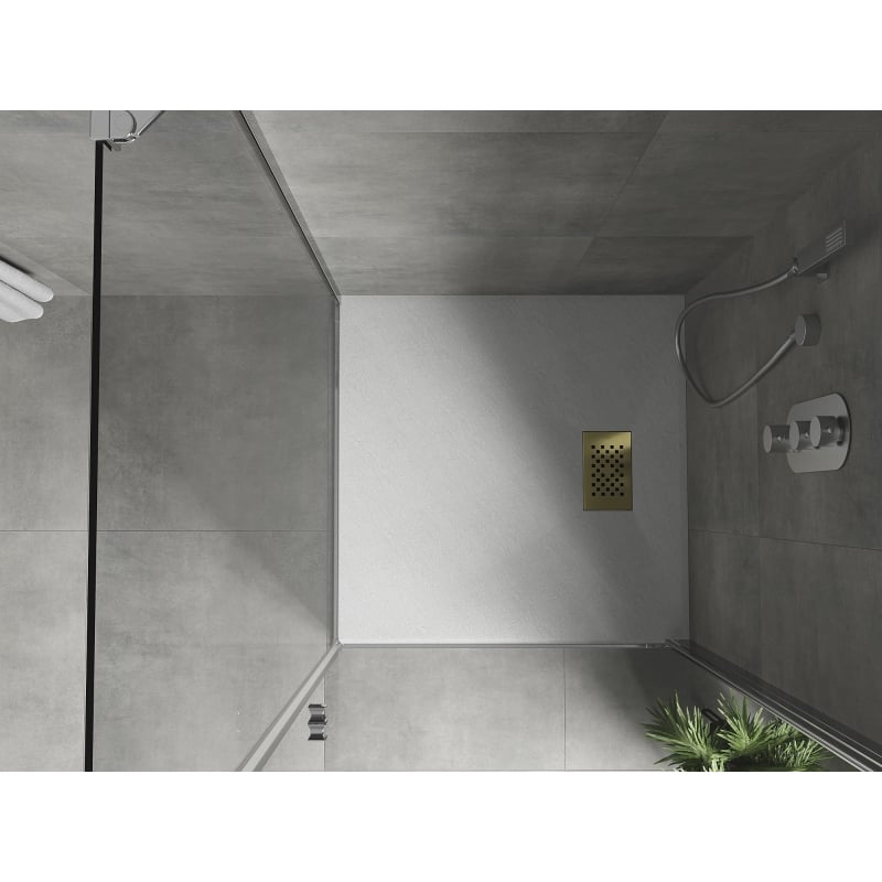 Mexen Hugo štvorcový sprchový kút SMC 70 x 70 cm, biely, krytka zlatá - 42107070-G