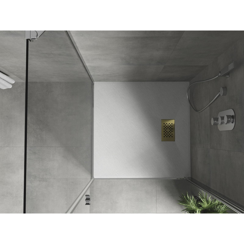 Mexen Hugo štvorcový sprchový kút SMC 90 x 90 cm, biely, krytka zlatá - 42109090-G