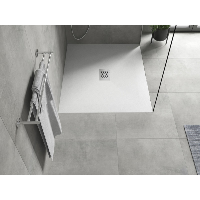 Mexen Hugo obdĺžniková sprchová vanička SMC 110 x 100 cm, biela, krytka inox - 42101011-X