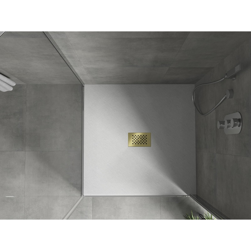 Mexen Hugo štvorecny sprchový kút SMC 100 x 100 cm, biely, zlatý kryt - 42101010-G