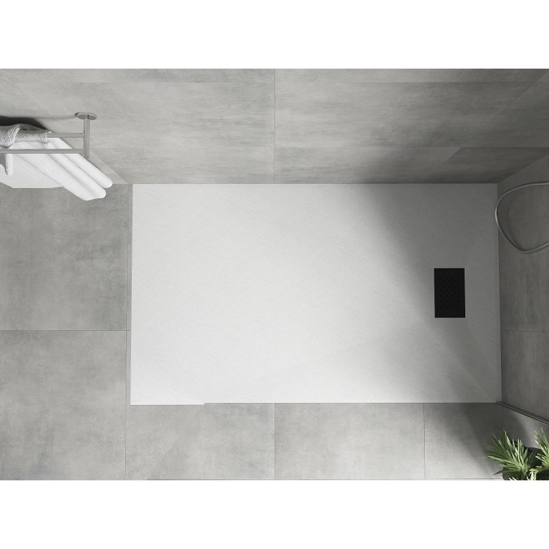 Mexen Hugo obdĺžniková sprchová vanička SMC 140 x 70 cm, biela, krytka čierna - 42107014-B
