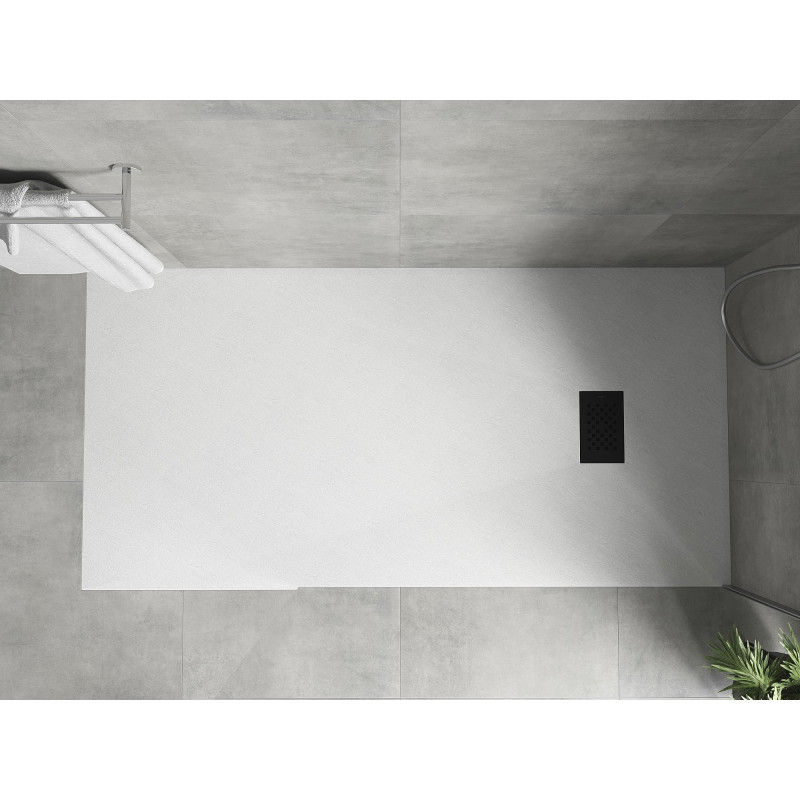 Mexen Hugo obdĺžniková sprchová vanička SMC 180 x 90 cm, biela, čierny kryt - 42109018-B