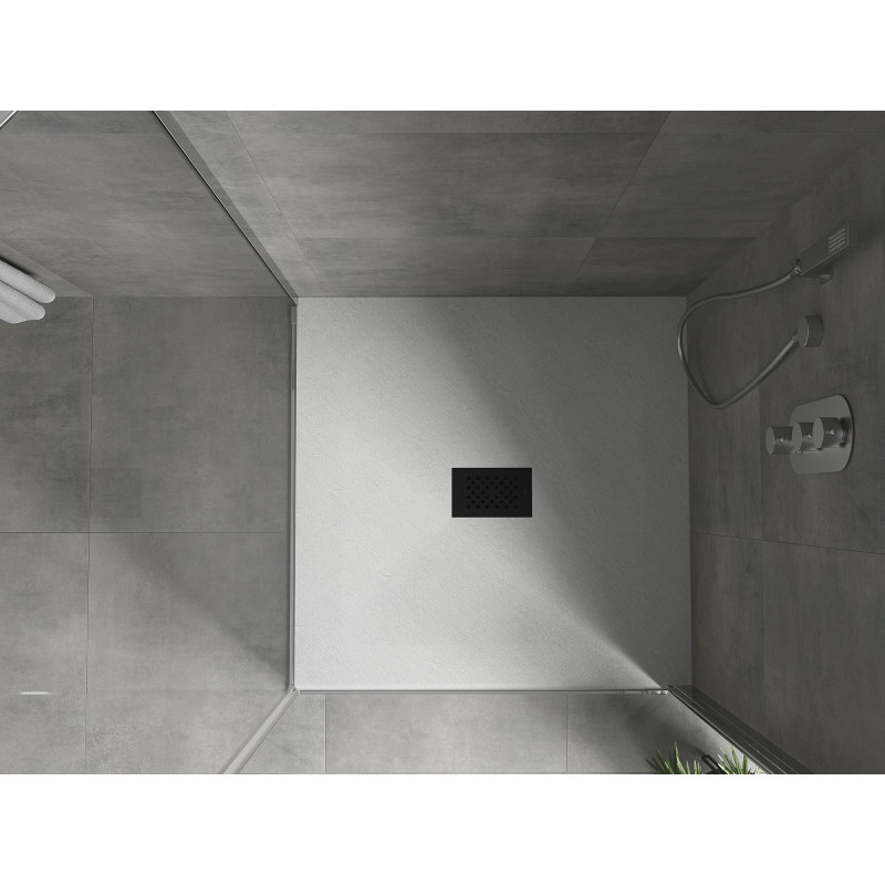 Mexen Hugo štvorcová sprchová vanička SMC 100 x 100 cm, biela, čierna krytka - 42101010-B
