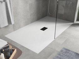 Mexen Hugo obdĺžniková sprchová vanička SMC 150 x 100 cm, biela, čierna mriežka - 42101015-B