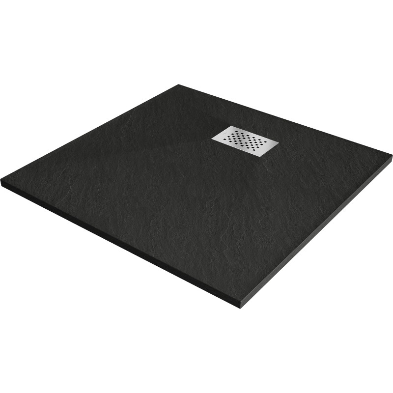 Mexen Hugo štvorec sprchový kút SMC 70 x 70 cm, čierny, krytka inox - 42707070-X