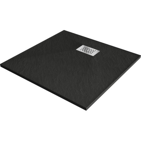Mexen Hugo štvorec sprchový kút SMC 70 x 70 cm, čierny, krytka inox - 42707070-X