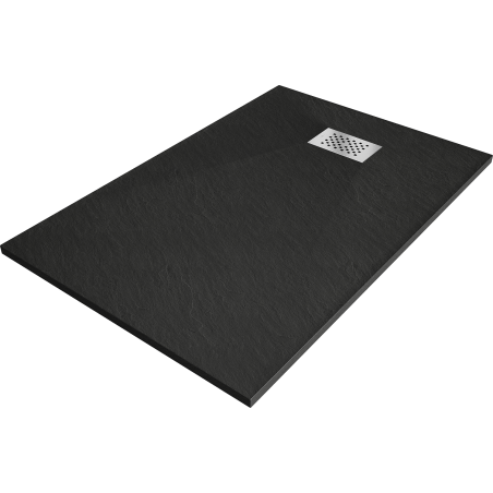 Mexen Hugo obdĺžnikový sprchový kút SMC 80 x 70 cm, čierny, krytka inox - 42707080-X