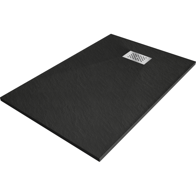 Mexen Hugo obdĺžniková sprchová vanička SMC 100 x 70 cm, čierna, krytka inox - 42707010-X