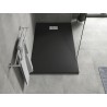 Mexen Hugo Obdĺžniková sprchová vanička SMC 140 x 70 cm, čierna, krytka inox - 42707014-X