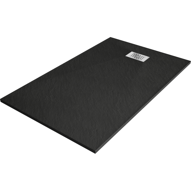 Mexen Hugo obdĺžnikový sprchový kút SMC 160 x 70 cm, čierny, krytka inox - 42707016-X