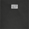 Mexen Hugo štvorcová sprchová vanička SMC 80 x 80 cm, čierna, rebro z inox - 42708080-X
