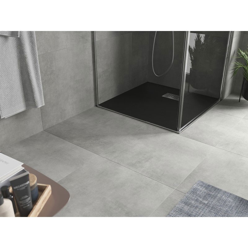 Mexen Hugo štvorcový sprchovací kút SMC 80 x 80 cm, čierny, krytka inox - 42708080-X