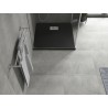 Mexen Hugo štvorcová sprchová vanička SMC 80 x 80 cm, čierna, krytka inox - 42708080-X