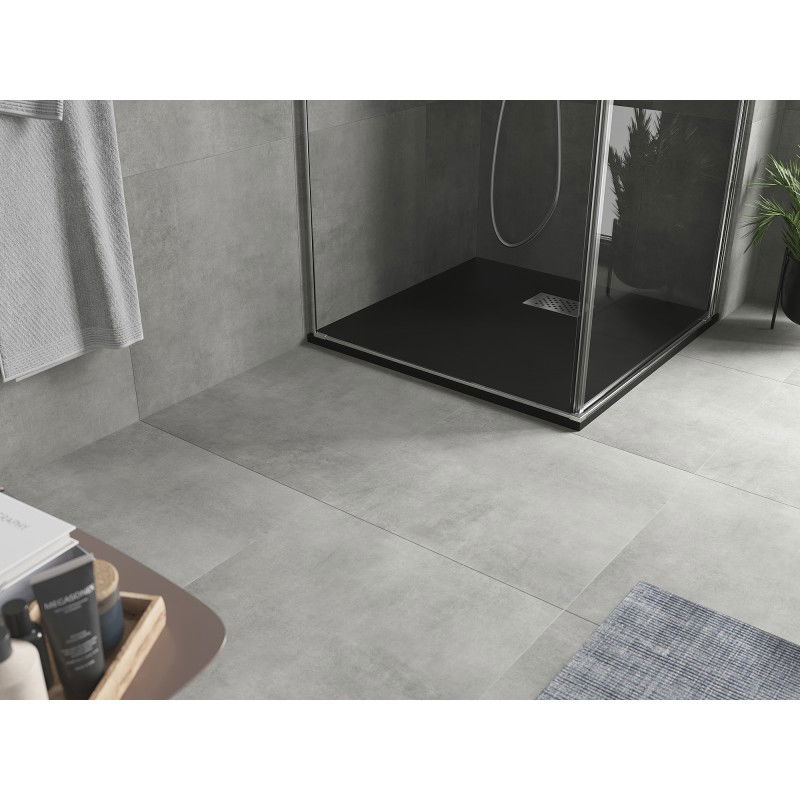 Mexen Hugo štvorcový sprchovací kút SMC 80 x 80 cm, čierny, krytka inox - 42708080-X