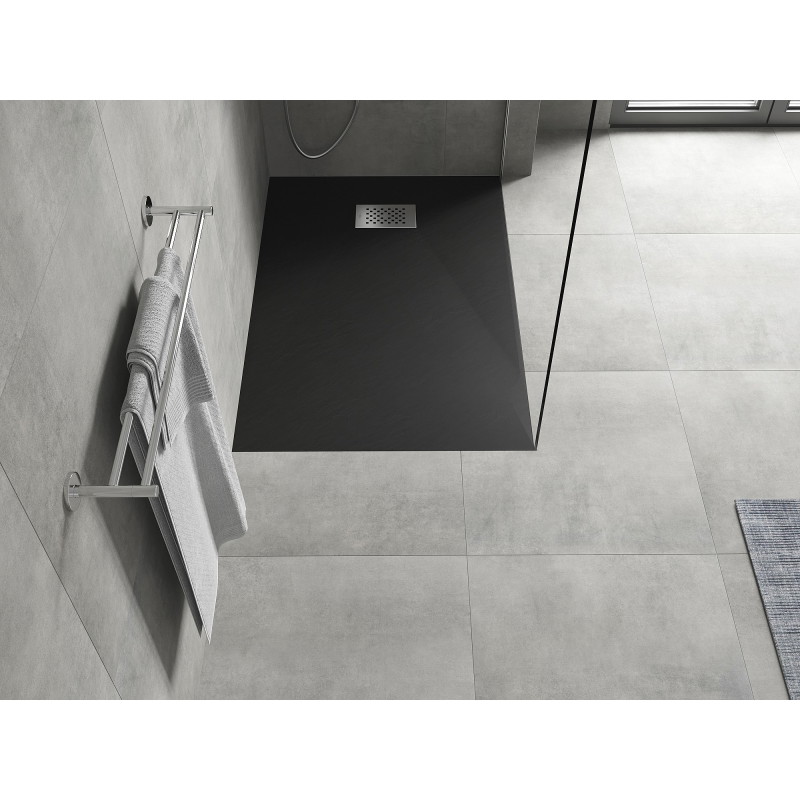 Mexen Hugo obdĺžniková sprchová vanička SMC 130 x 80 cm, čierna, kryt inox - 42708013-X