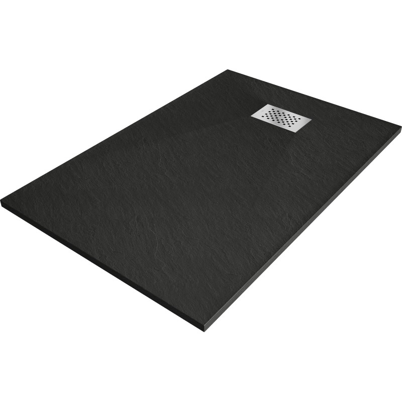 Mexen Hugo obdĺžniková sprchová vanička SMC 130 x 80 cm, čierna, kryt inox - 42708013-X