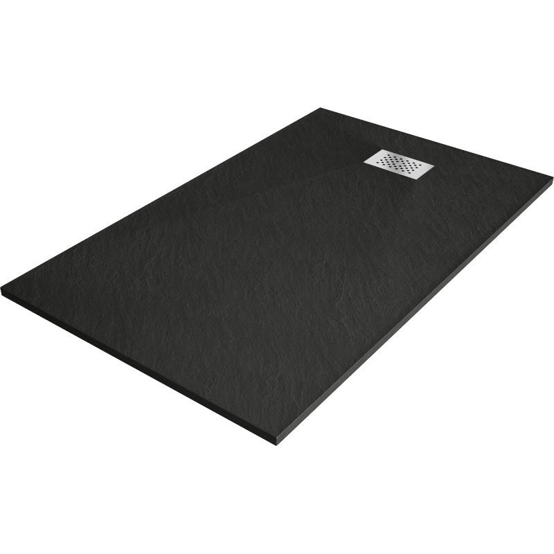 Mexen Hugo obdĺžnikový sprchový kút SMC 140 x 80 cm, čierny, krytka inox - 42708014-X