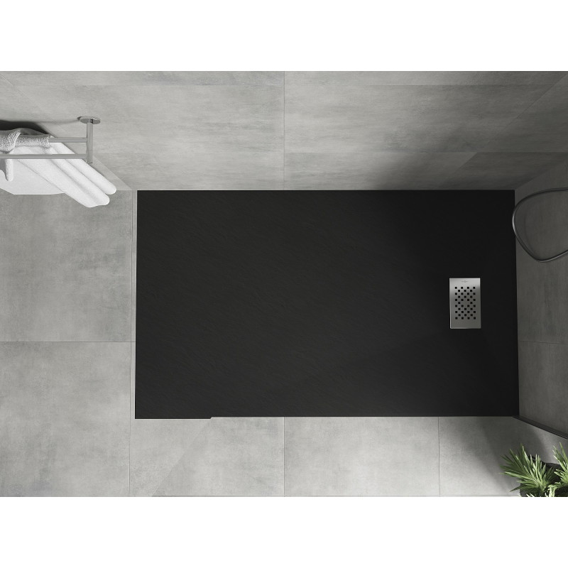 Mexen Hugo Obdĺžnikový sprchový kút SMC 140 x 80 cm, čierny, nerezový kryt - 42708014-X