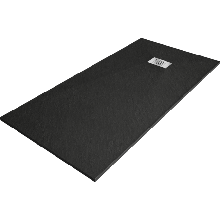 Mexen Hugo obdĺžniková sprchová vanička SMC 170 x 80 cm, čierna, krytka inox - 42708017-X