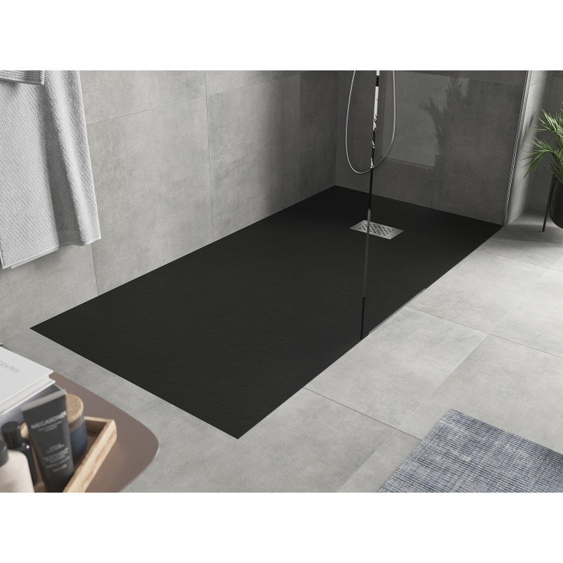 Mexen Hugo rektangulárny sprchový kút SMC 170 x 80 cm, čierny, krytka inox - 42708017-X