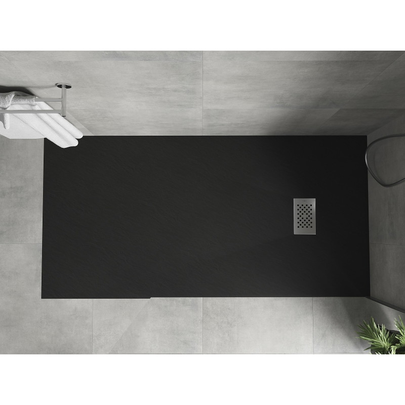Mexen Hugo obdĺžnikový sprchový kút SMC 180 x 80 cm, čierny, krytka inox - 42708018-X