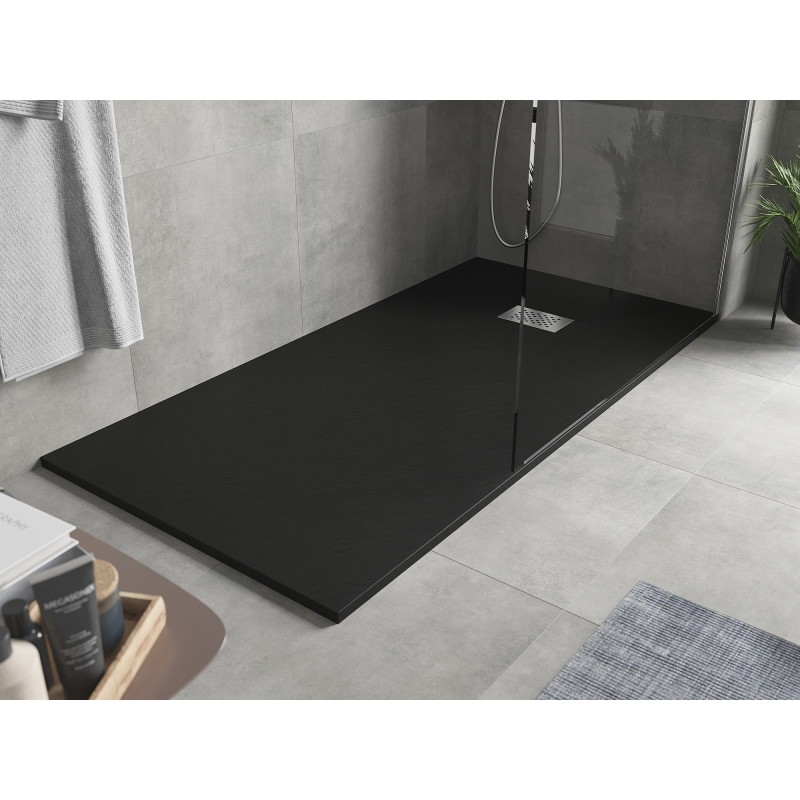 Mexen Hugo rektangulárny sprchový kút SMC 170 x 80 cm, čierny, krytka inox - 42708017-X