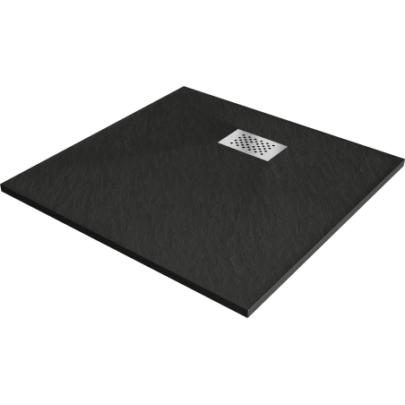 Mexen Hugo štvorcový sprchovací kút SMC 90 x 90 cm, čierny, krytka inox - 42709090-X