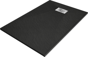 Mexen Hugo obdĺžniková sprchová vanička SMC 130 x 90 cm, čierna, kryt inox - 42709013-X