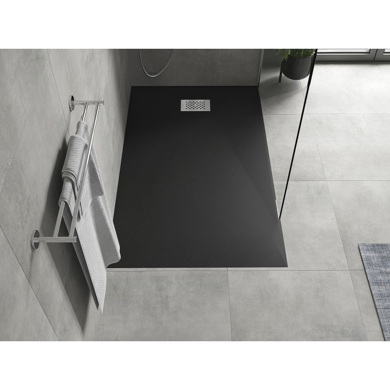 Mexen Hugo obdĺžnikový sprchovací kút SMC 150 x 90 cm, čierny, krytka inox - 42709015-X