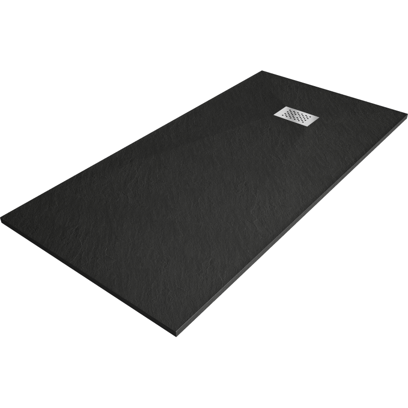 Mexen Hugo obdĺžniková sprchová vanička SMC 180 x 90 cm, čierna, krytka inox - 42709018-X