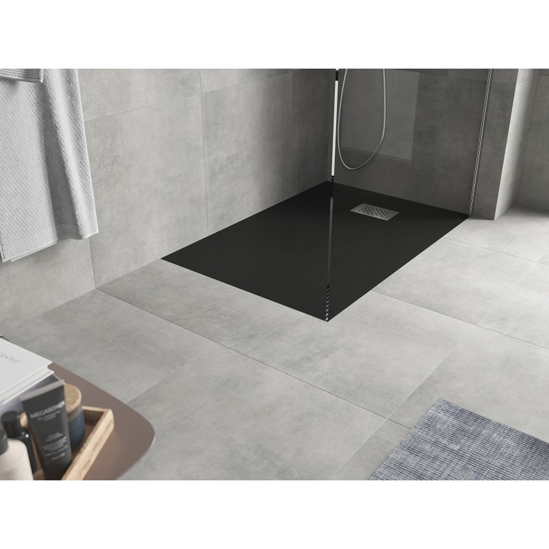 Mexen Hugo pravoúhlý sprchový kút SMC 110 x 90 cm, čierny, krytka inox - 42709011-X