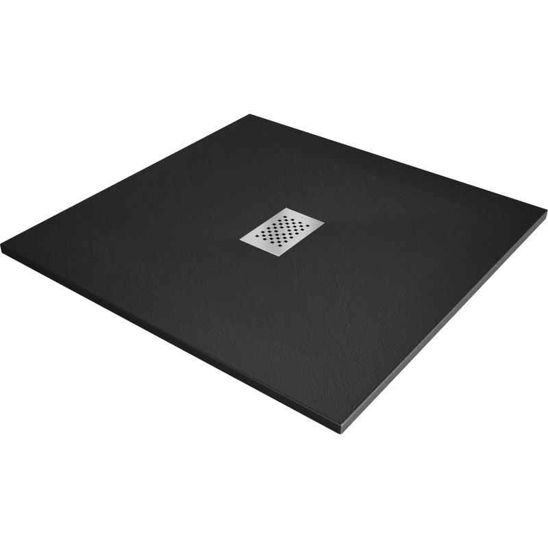 Mexen Hugo štvorcový sprchovací kút SMC 100 x 100 cm, čierny, krytka inox - 42701010-X