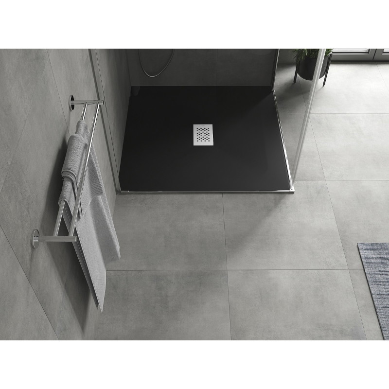 Mexen Hugo štvorcový sprchovací kút SMC 100 x 100 cm, čierny, krytka inox - 42701010-X
