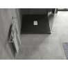 Mexen Hugo štvorcová sprchová vanička SMC 100 x 100 cm, čierna, krytka inox - 42701010-X