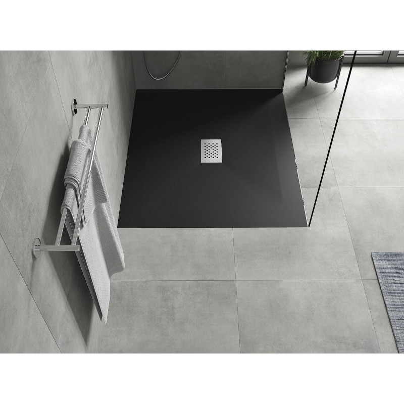 Mexen Hugo obdĺžnikový sprchovací kút SMC 120 x 100 cm, čierny, krytka inox - 42701012-X