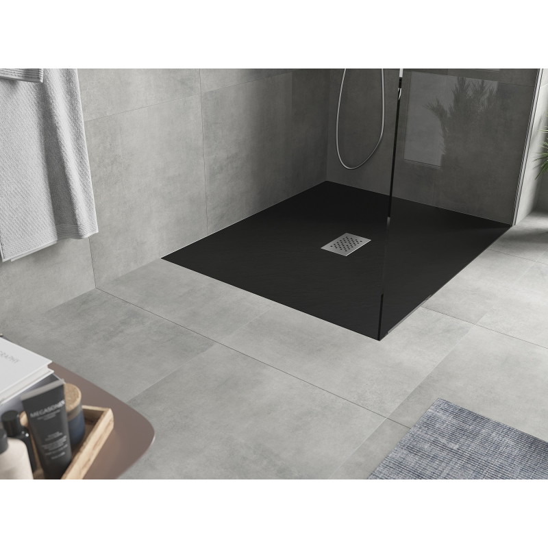 Mexen Hugo Rektangulárny sprchový kút SMC 130 x 100 cm, čierny, kryt inox - 42701013-X
